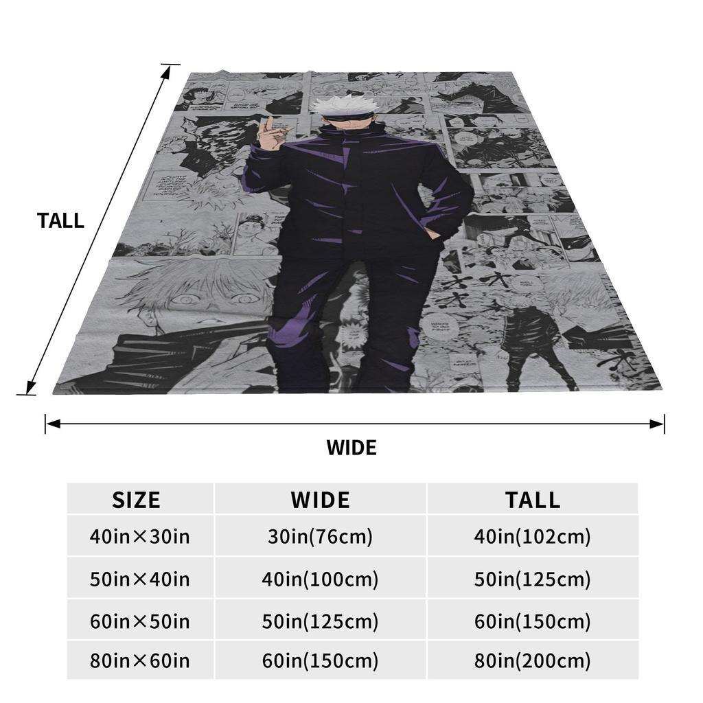 Gojo Satoro Jujutsu Kaisen Stuff Blankets Super Soft Fleece Throw Blanket Cozy Bedspread