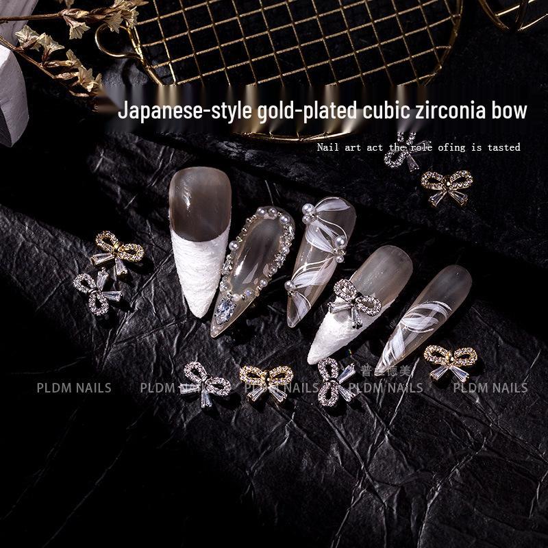 

Japanese Nail Art: Gold-Plated Zircon Bow Ornaments for DIY Nail Decoration