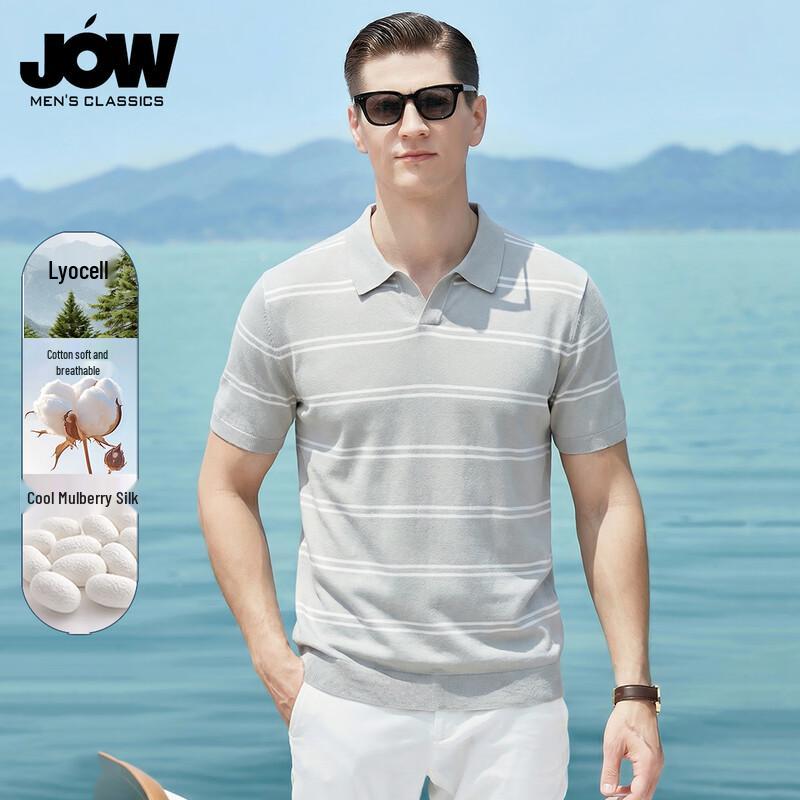 JOW Men s Silk Blend Striped Polo T-Shirt 180/XL