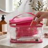 Transparent Makeup Bag with Top Handle PVC Cosmetics Storage   for Traveling