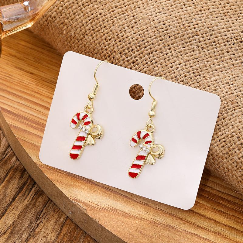 Christmas Santa Snowflake Earrings Cane Candy Bells Elk Earrings Christmas Hat Earrings