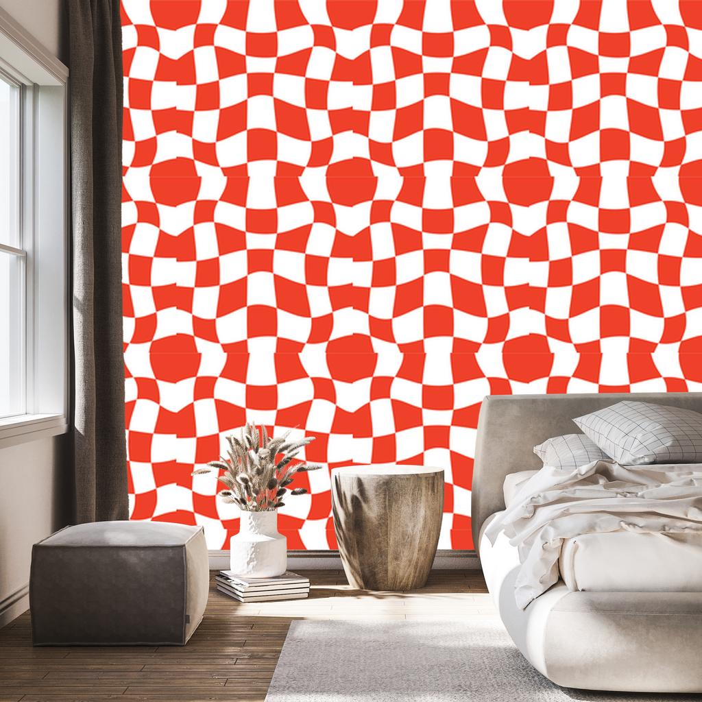 Wallpaper Free checkerboard red, coral background 50x1000