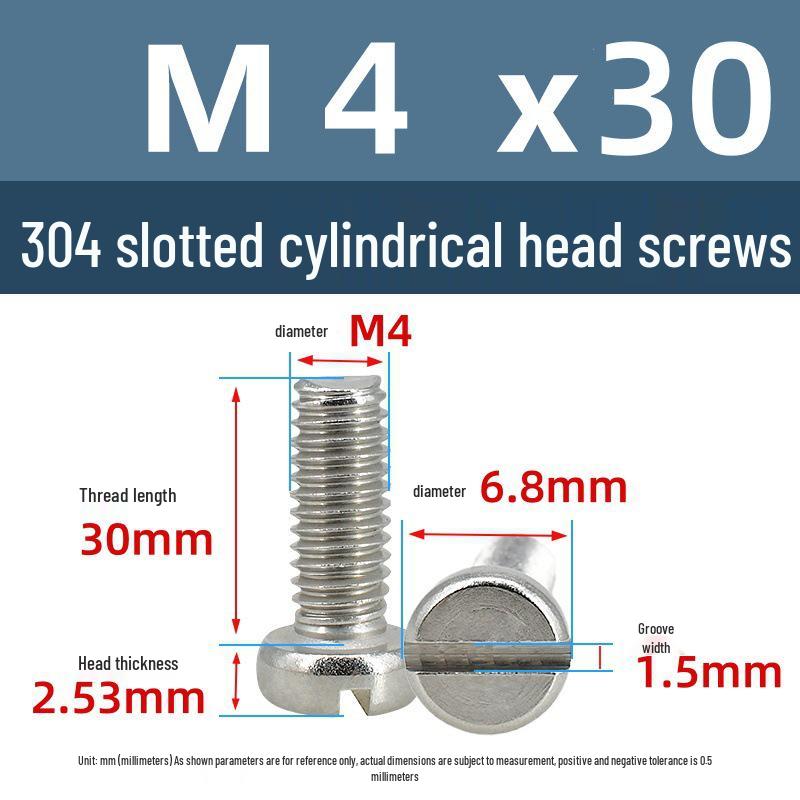 Yigu 304 Stainless Steel Slotted Pan Head Screws M1.6-M10