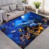 Deep Ocean Whale Dolphin Coral Tropical Fish Print Area Rug Non‑Slip Rectangular Floor Mat Underwater Sea Home Decor