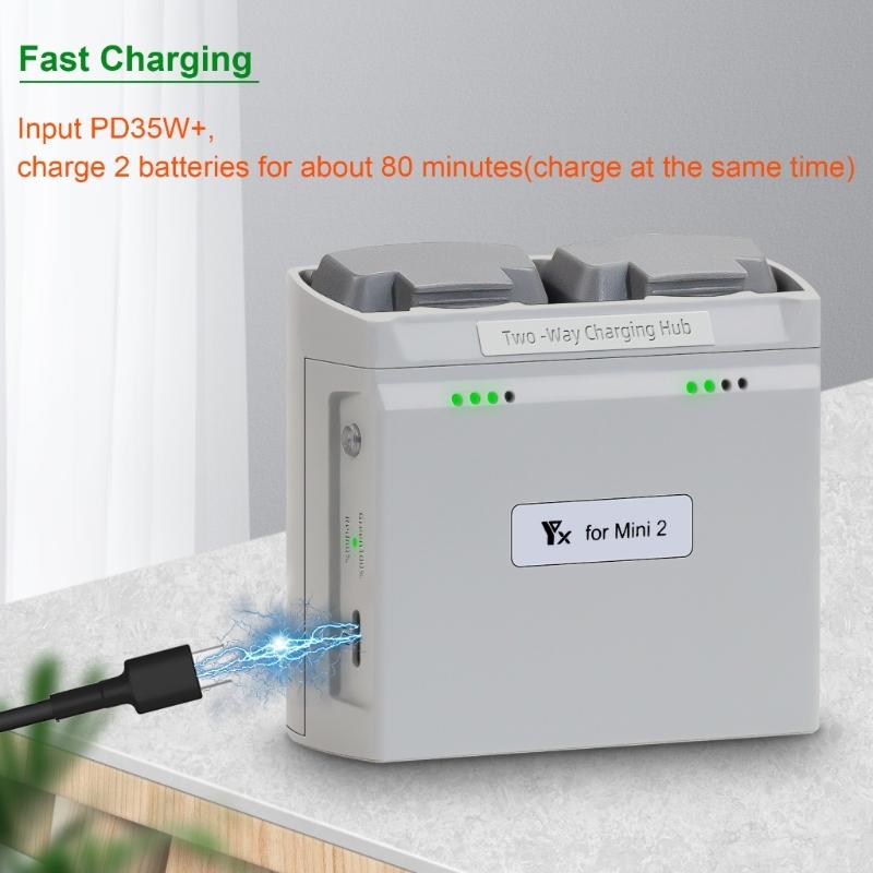 Two Way Charging Hubs for Mini 4K/2 Drones Battery Charging Charging Two Batteries for Mini 4K/2 Drones Accessories