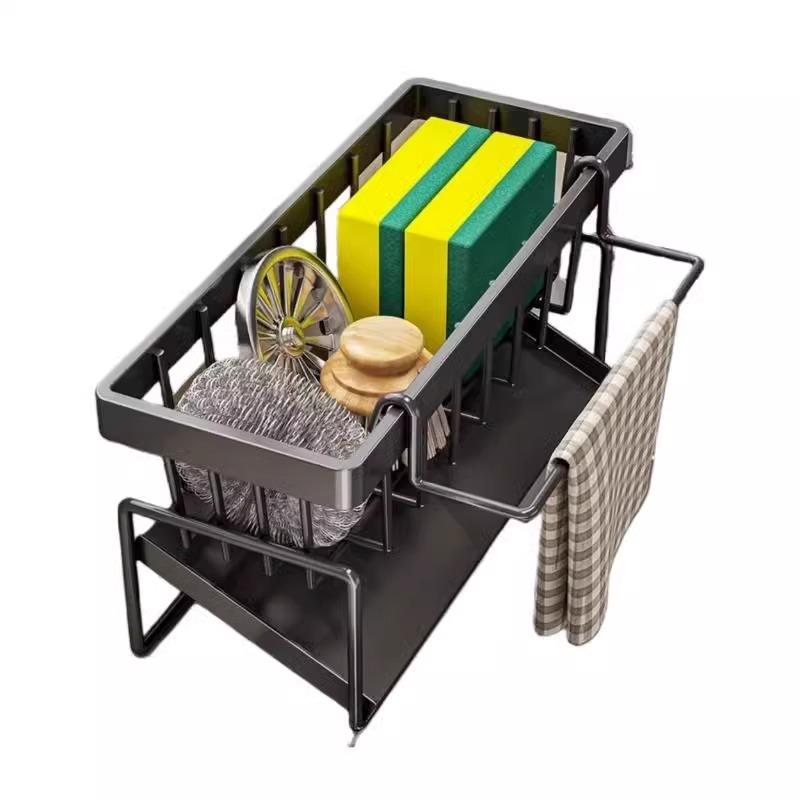 Sponge Cloth & Dish Soap Storage Rack - Kitchen Sink Organizer