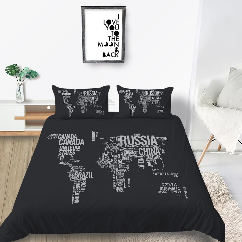 New Fashion Unique Design Duvet Cover Set Map Bedding Cover Suit Sea Quilt Cover Soft Cover Set Boys Twin Size Bed Clothes