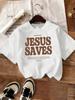 Good News Jesus Saves Letter Pattern Unisex Simple T Shirt Summer Trendy Tee Shirts Casual Short Sleeve Street ONeck Streetwear