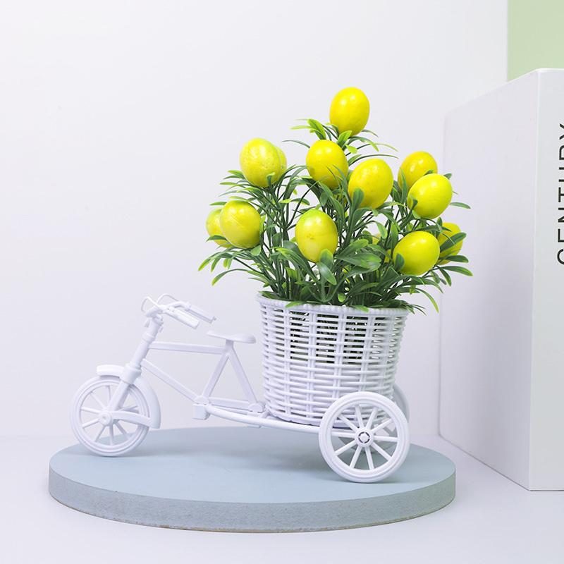 Simulation Flower Decorations Rattan Flower Basket Tricycle Bicycle Model Home Garden Wedding Party Decoration Romantic And Cute
