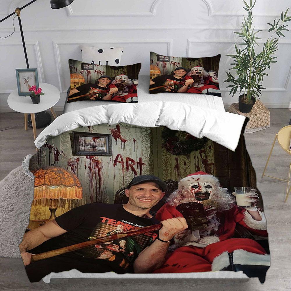 Terrifier 3 () Bedding Sets Bed Cover Comforter Duvet Cover Pillow Case 2-3 Pieces Sets Horror Christmas Decoration