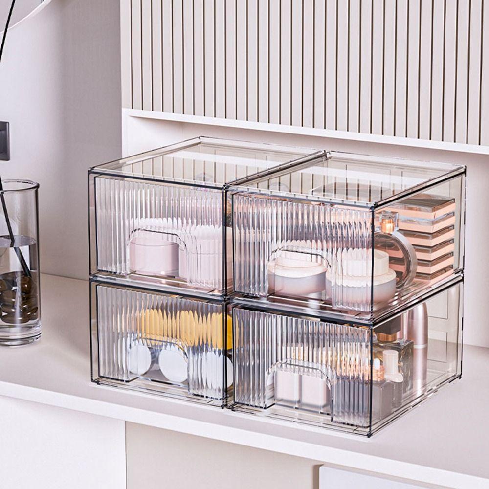Dustproof Drawer Type Storage Box Transparent Makeup Storage Drawers  for Home