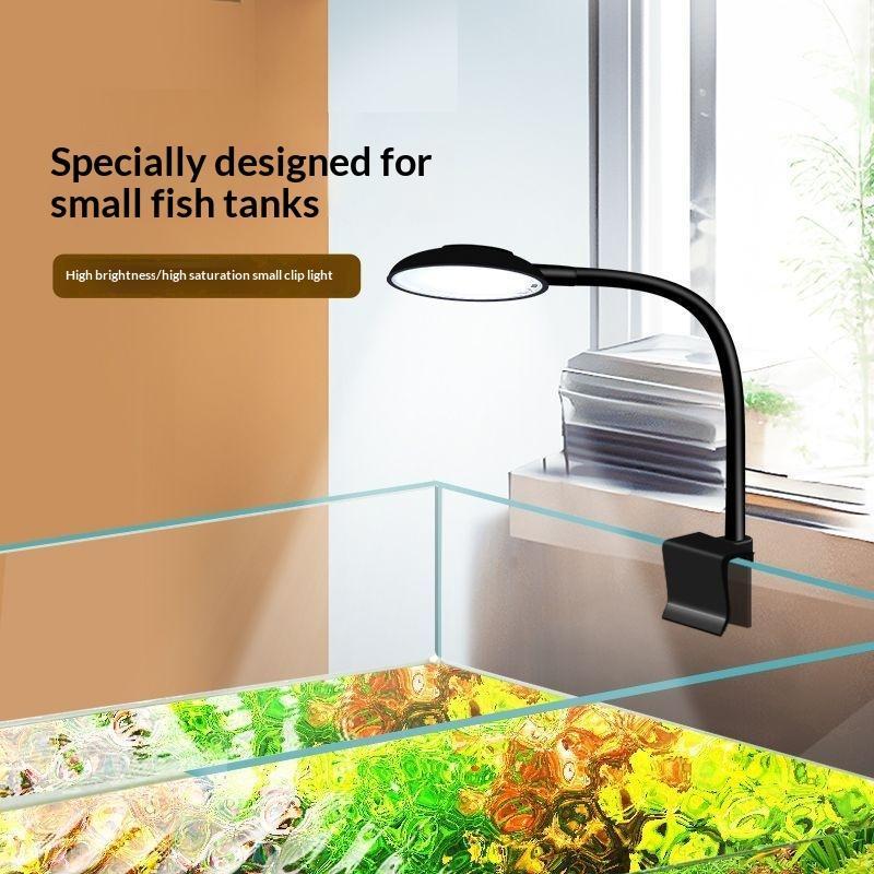 USB Aquarium LED Clip Lamp Flexible Bracket Multiple Modes Fish Tank Light for Small Aquatic Plant Tank Home Office Decor