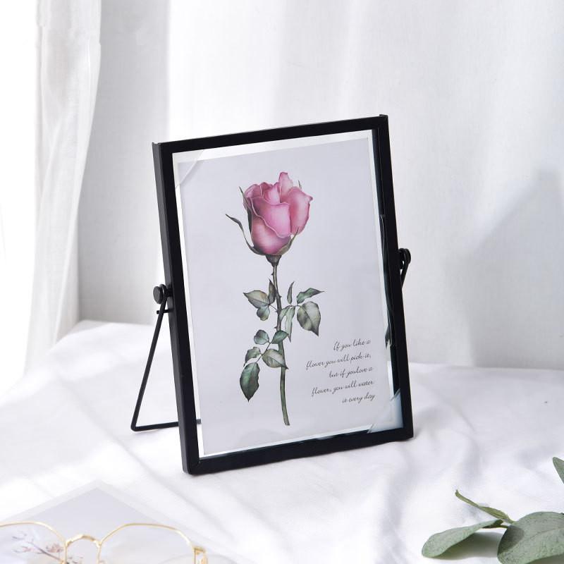 Metal Picture Frames Vintage Ornate Floating Frames 4, 6, 7 Inches Photo Antique Easel Stand Vertical Glass Holder for Pictures (Black,4inch) чёрный