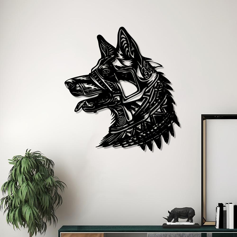 Wolf Head Metal Wall Art, Weather Resistant Sculpture for Outdoor Garden or Indoor Living Room, Wildlife Decor Gift for Halloween New Year
