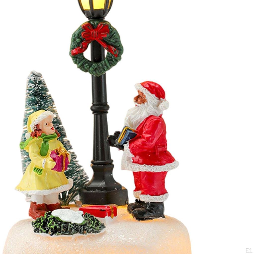 Christmas Village Scene Lamp Post Figurine Decorative Statues Xmas Accessories Lighted