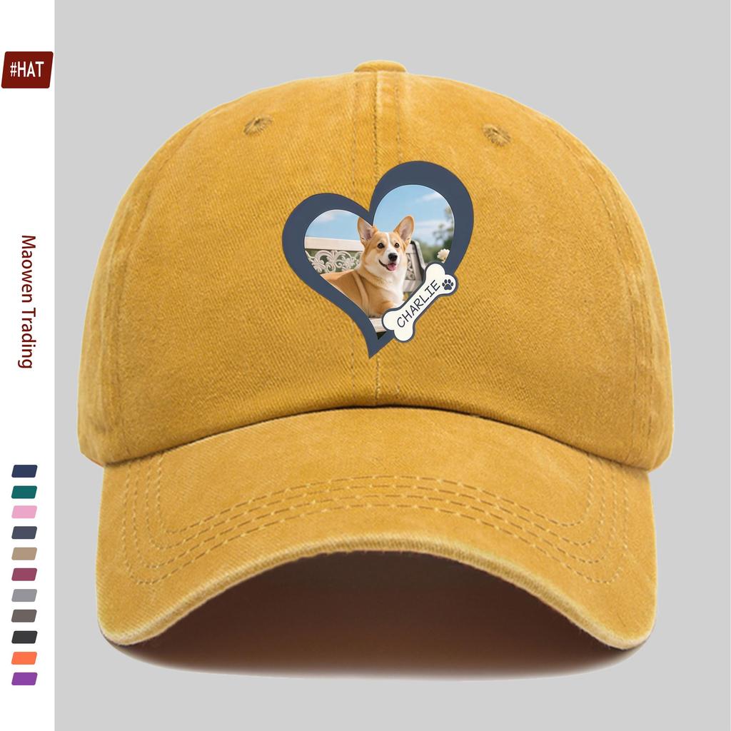 pc Heart Dog Print Baseball Cap Happy Travel Pet Element Printed Sun Hat Comfortable And Lightweight Adjustable Strap Fashi