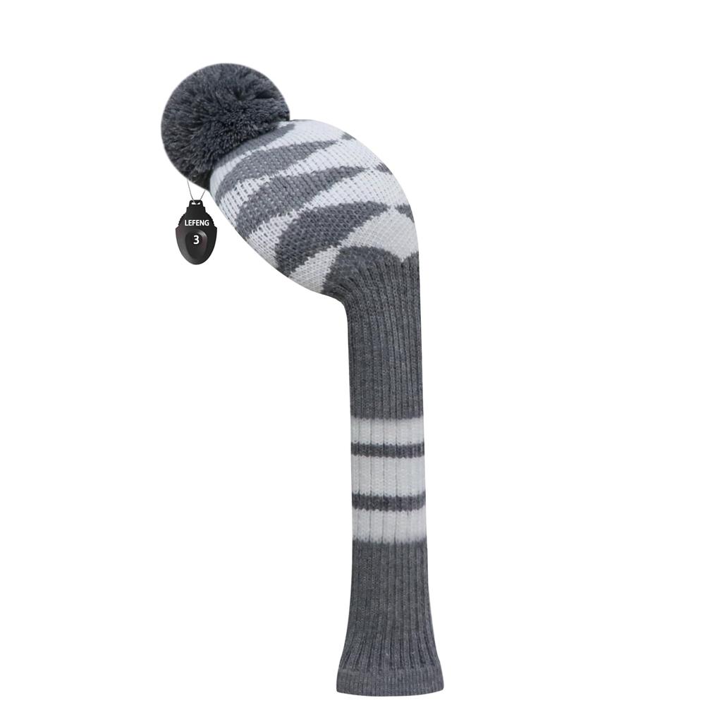 LeFeng Knit Golf Headcover for Driver Wood Hybrid with Pom