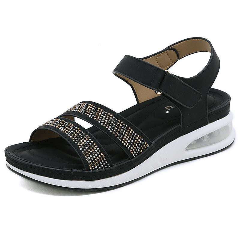 

C новые повседневные босоножки с воздушной подушкой и большим размером, удобные сандалии со стразами 42