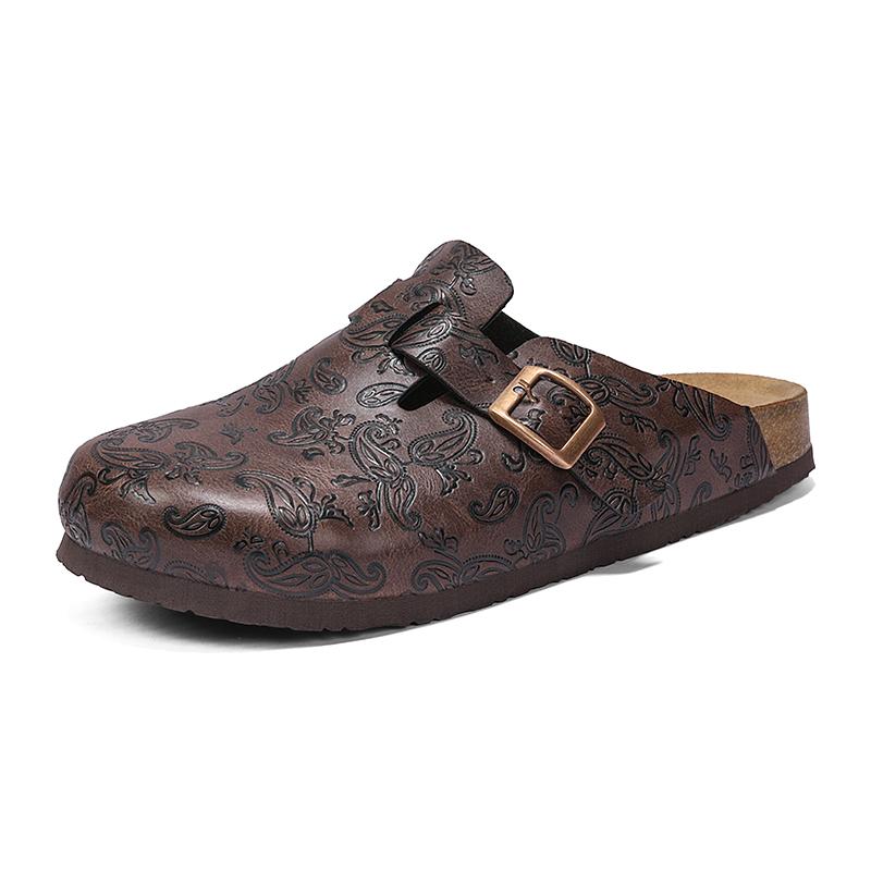 Classic Style Cork Slip-On Sandals Backless Clogs with Printed Half Shoes For Men Women Unisex Indoor Outdoor Comfort Slippers 35 темно-коричневого 4530₽