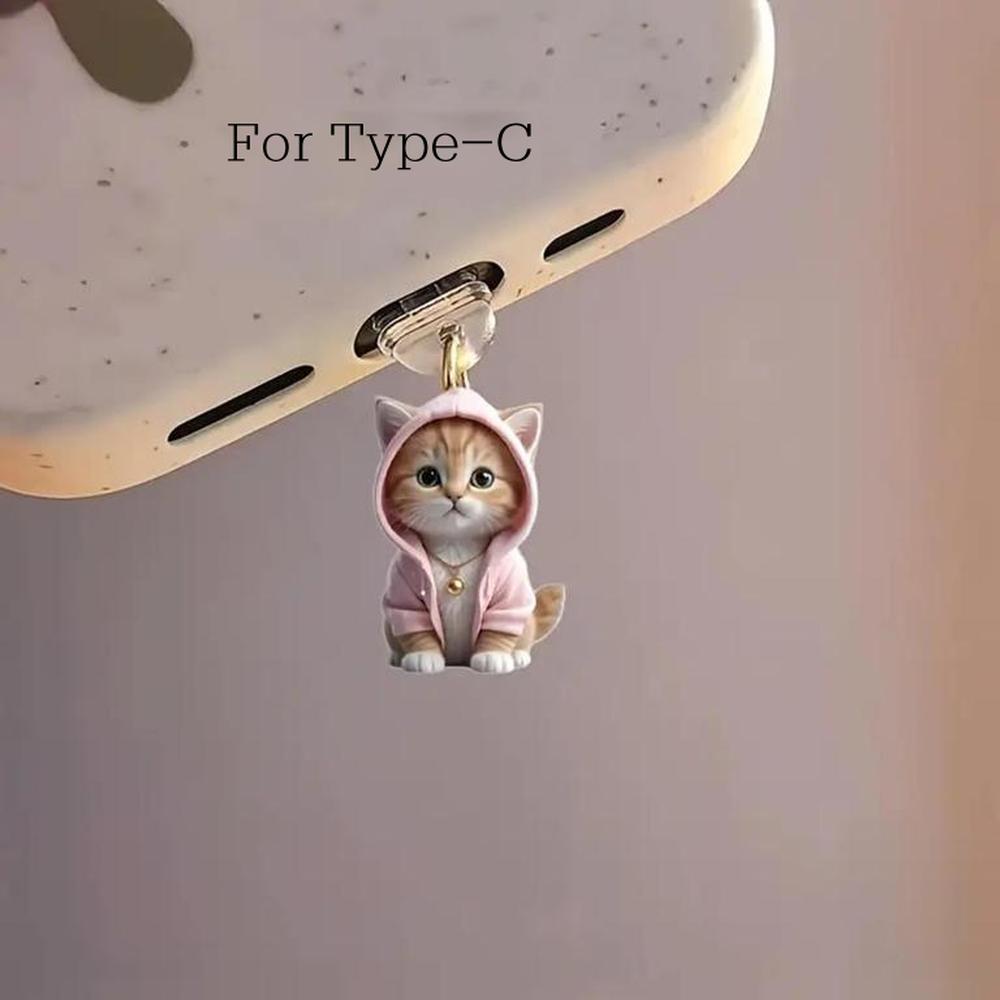 Cute Little Bear 2D Phone Dust Plug Pendant Suitable for IPhone for Samsung Type-C Interface Dust Plug Accessory Decoration