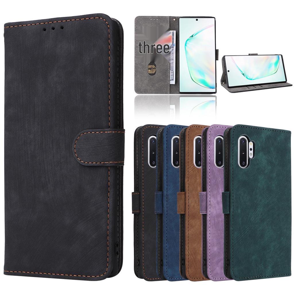 Compatible Samsung S10 Leather Case with Card Slot, Bracket, Protective Cover, and Lanyard.