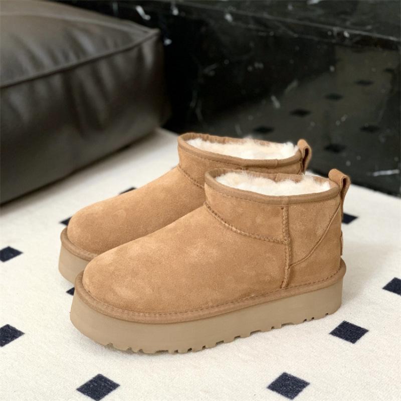 Thick-soled snow boots Sangpo Village 2025 new winter fur integrated short tube heightening thickened warm cotton shoes outer wear