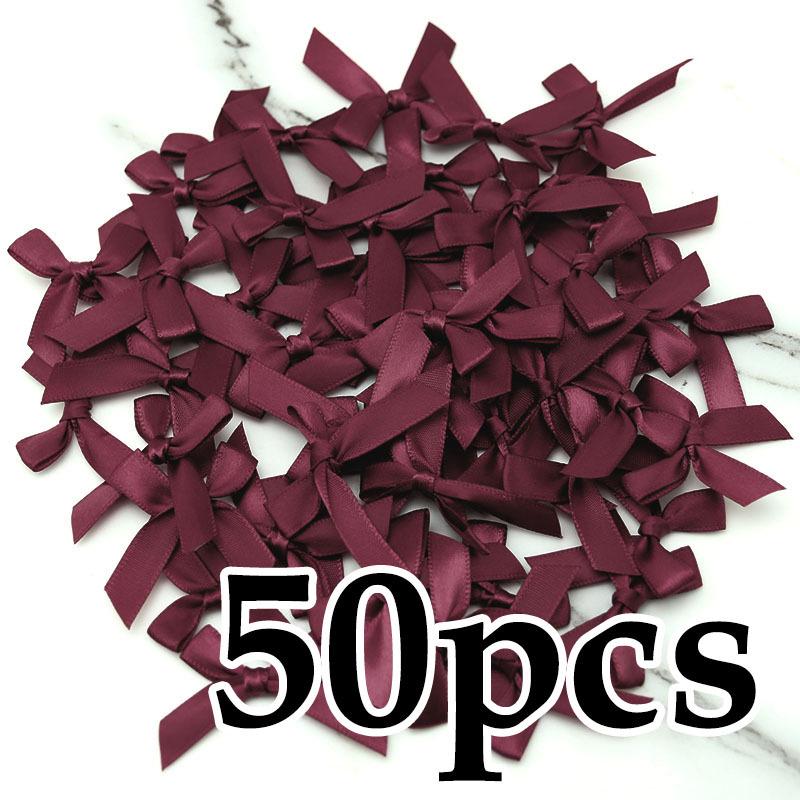 (50-Pack) 4x4cm Hot Pink Polyester Satin Ribbon Bows for DIY Crafts