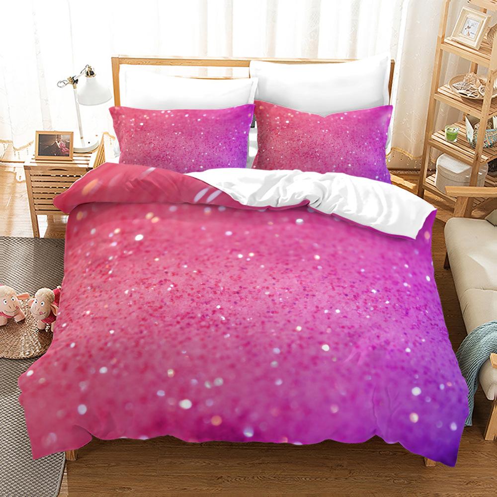 Gradient Duvet Cover Set Microfiber Rainbow Striped Glitter Sequins Quilt Cover Double Queen King Size 2/3pcs Comforter Cover