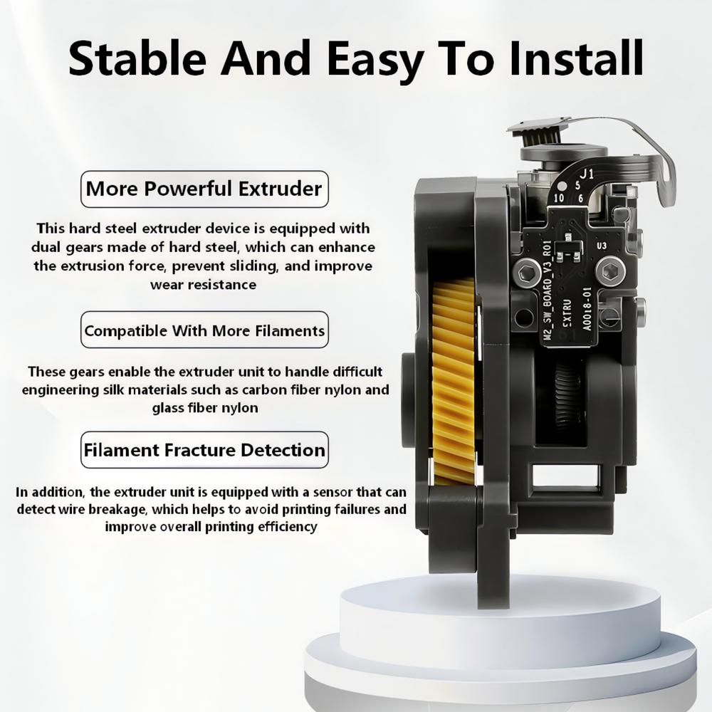 Hardened Steel Extruder Kit for 3D Printers - EARTH'S SURFACE, Dual Gear, High Torque, Built-in Sensor, for X1/P1 Series