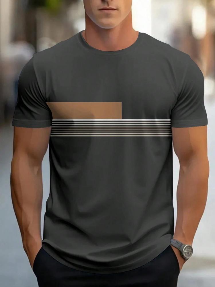 Sommer Herren Einfaches T-Shirt mit Buchstabenmuster Aufdruck Lässiges Sportliches Lockeres Rundhals Oberteil City Time Täglich Vielseitig Kurzärmelige Kleidung