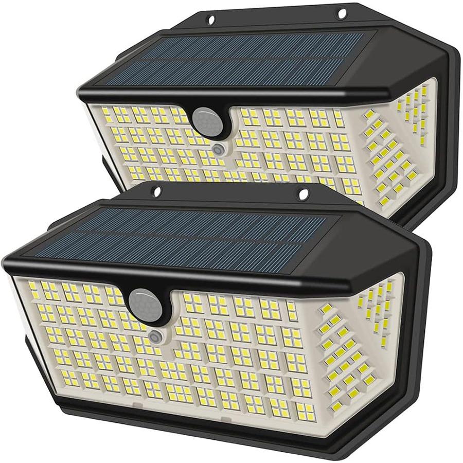 

2 упаковки солнечных фонарей на открытом воздухе, 120 светодиодов с отражателем и 3 режимами освещения, охранные фонари с датчиком движения, водонепроницаемость IP65 на солнечной энергии