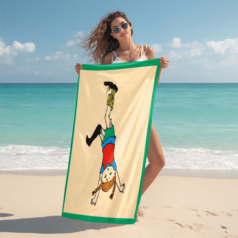 1 pièce Serviette de Plage Aventure de Pippi Serviette de Plage Microfibre Fine Absorbante Pour Plage Natation Yoga Bain Sports 0917274