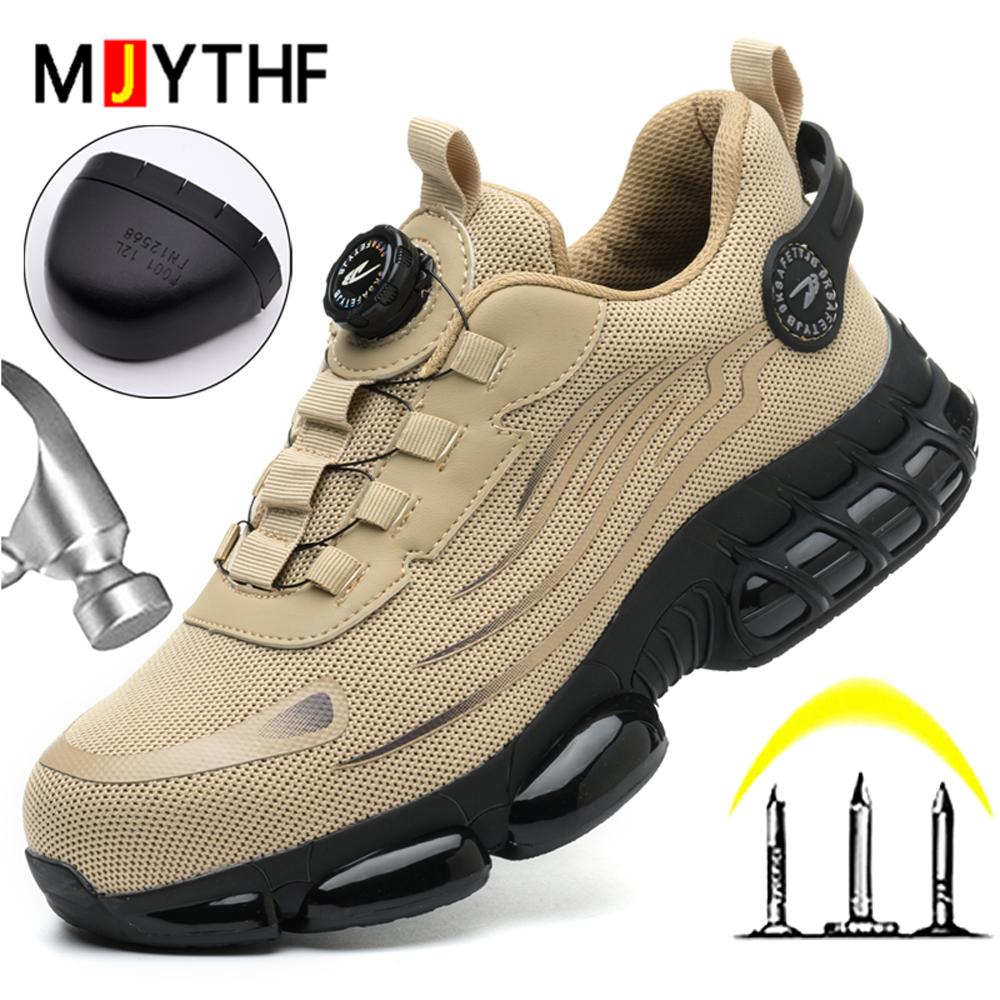 Rotating Button Work Safety Shoes For Men Boots Steel Toe Shoes Work Sneakers Indestructible Shoes Security Boots Male