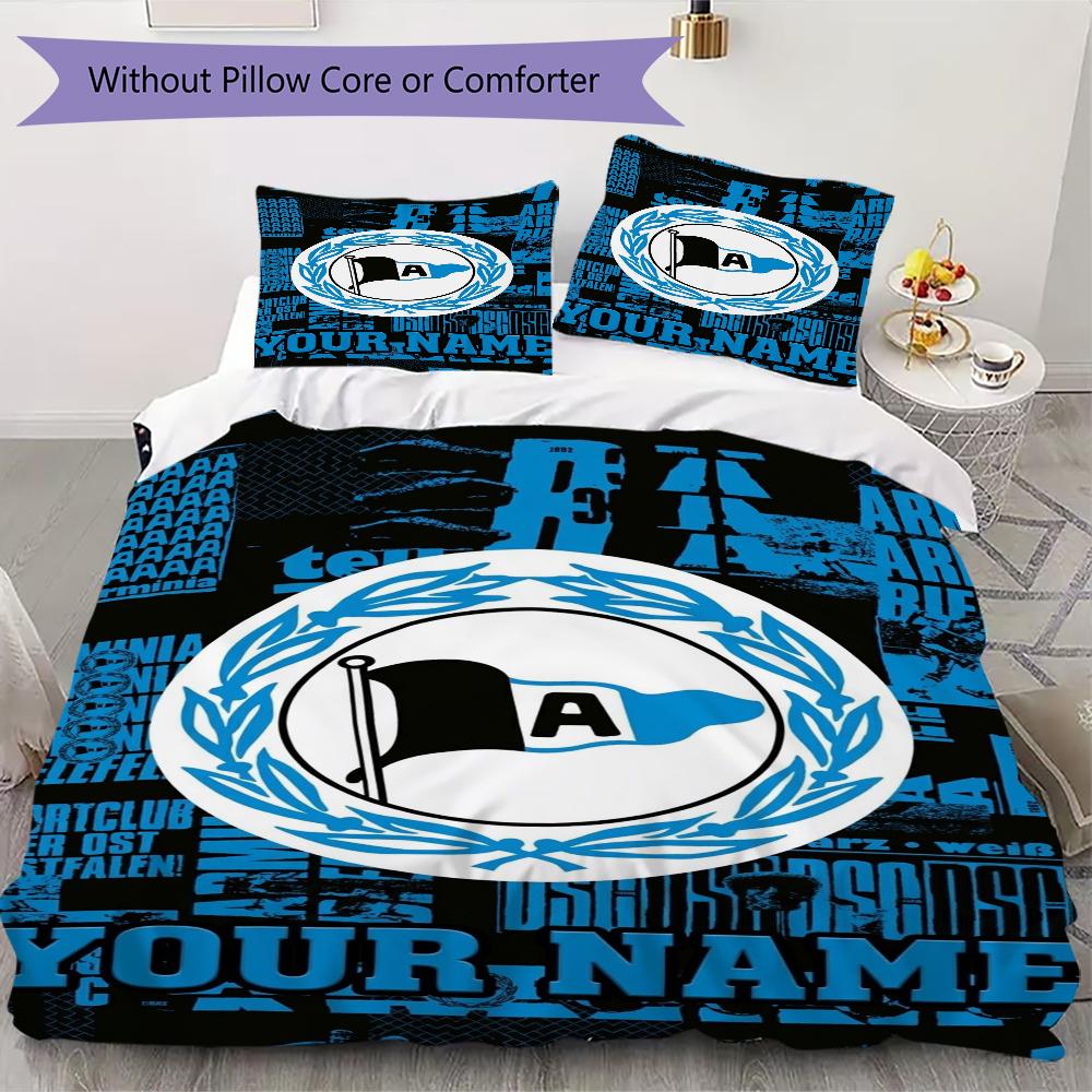 Custom Name Arminia Bielefeld Pattern Bedding uilt Set uilt Cover Pillowcase Home Decoration Birthday Gift (1*duvet cover+2*pillowcase without core)
