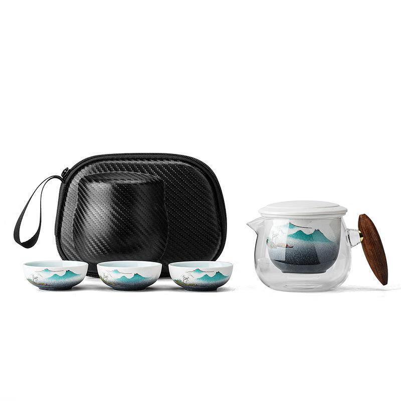JANLA Travel Kung Fu Tea Set with Glass Teapot