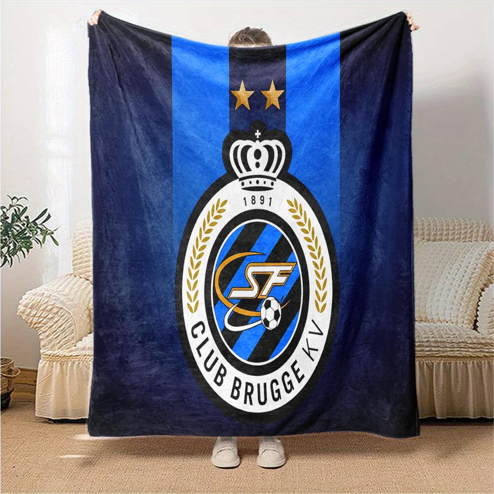 Coperta in Flanella con Stemma del Club Brugge Fc, Morbido Poliestere, Design Moderno, Per Tutte le Stagioni per Campeggio, Viaggi, Regali per le Feste o Compleanni