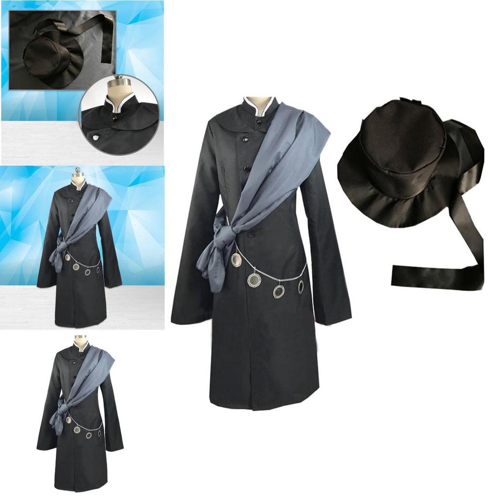 Chic New Black Butler Kuroshitsuji Undertaker Suit Outfit Cosplay Costume Unisex With Complete Accessories And Stylish Hat