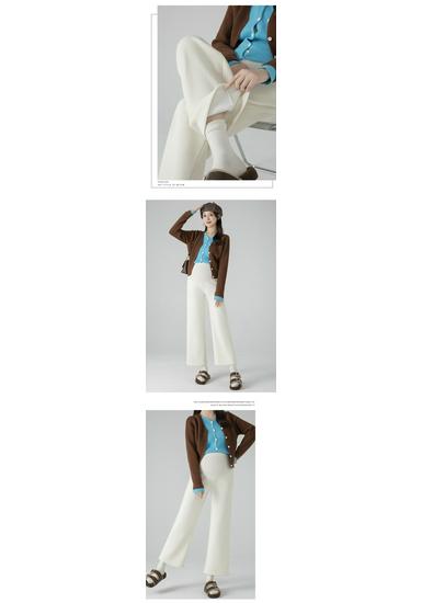 2025 New Style Fleece-Lined Cashmere Maternity Pants: Autumn/Winter Wide-Leg Design with Belly Support