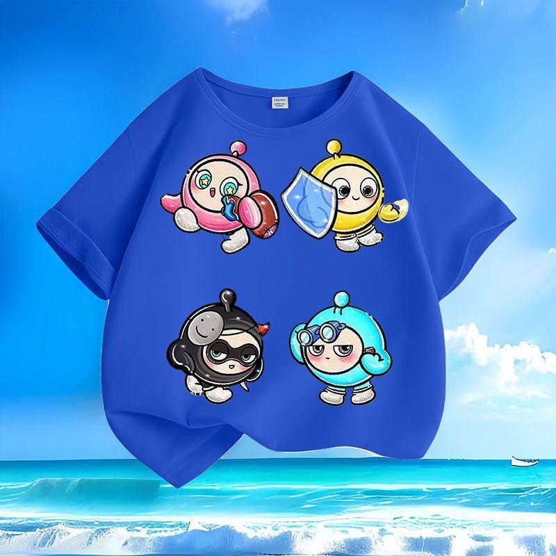 Children's Fashionable Egg-shaped Party T-shirt, Summer Casual Top for Boys and Girls