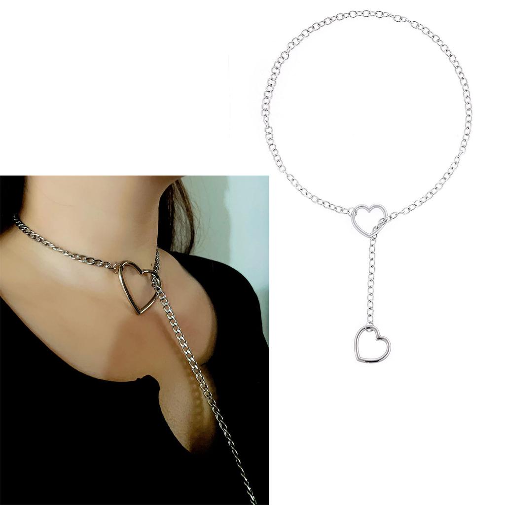 Hollow Heart Pendant Necklace for Women Slip Chain Choker Fashion Clavicle Chain Neckwear Wedding Party Jewelry Gift