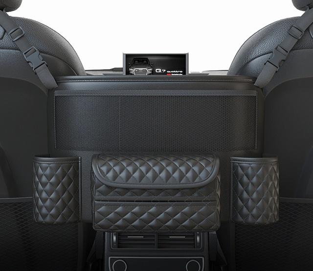 Auto Netztasche Handtaschenhalter Leder Zwischensitz-Organizer Auto Armlehne Hängende Taschentuchbecher Aufbewahrungstasche Innenzubehör