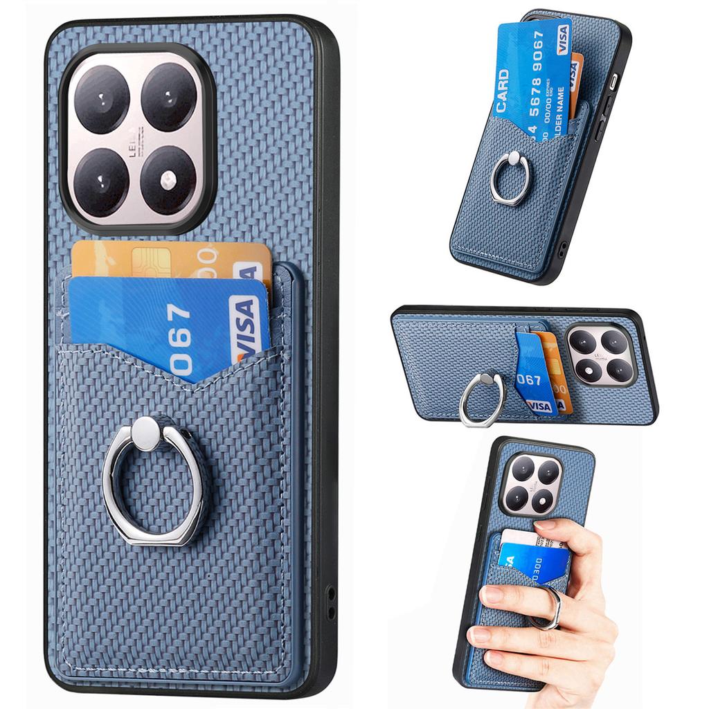 For Xiaomi 15T Case PU Leather Coated PC+TPU Phone Cover with Ring Holder Card Slots
