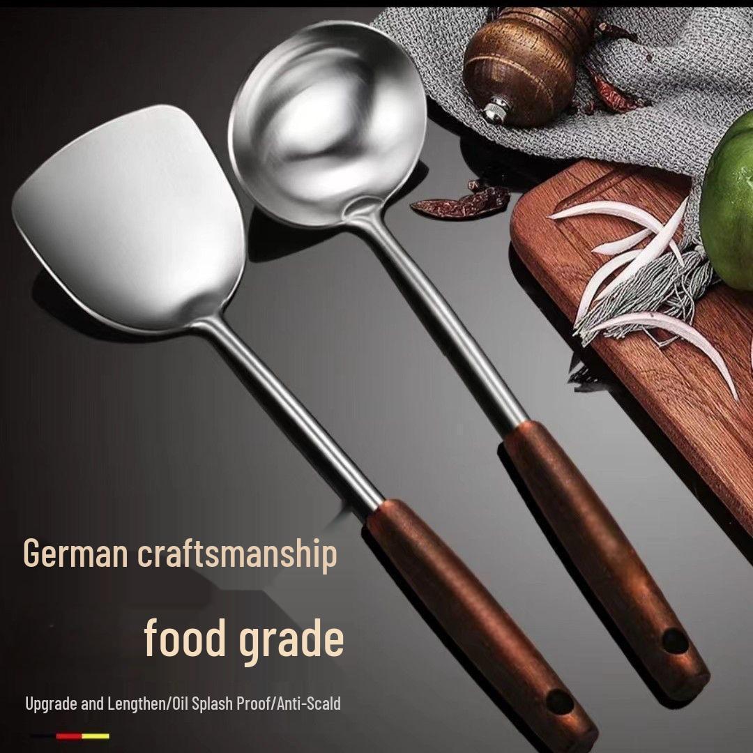 

Thickened Stainless Steel Kitchen Utensil Set: Stir-fry Spatula, Iron Spatula, Frying Spatula, Ladle, and Slotted Spoon