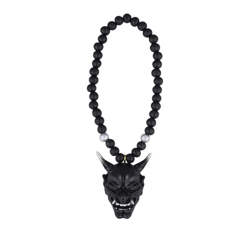 1Pc Hannya Helmet Car Accessories Charm Rear View Mirror Samurai Auto Ornament Japanese Oni Hanging Pendant