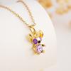 Fashion Pendant Necklace Cartoon Stitch Stainless Steel Link Chain 18K Gold Plated Zirconia Unisex No Fade No Allergy