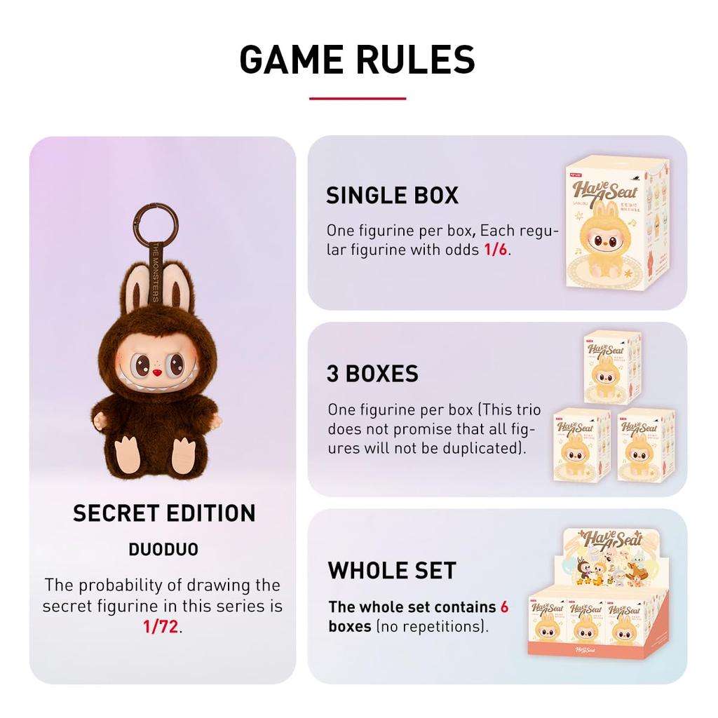 POP MART THE MONSTERS Have a Seat Plush Series [1 Piece] Pop Mart Gachapon Blind Box Figure Plastic Model Premium Toy Soft Vinyl Original Character