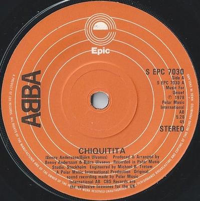 7inch Record ABBA - Chiquitita SEPC7030 Epic 1979 UK Pop Used