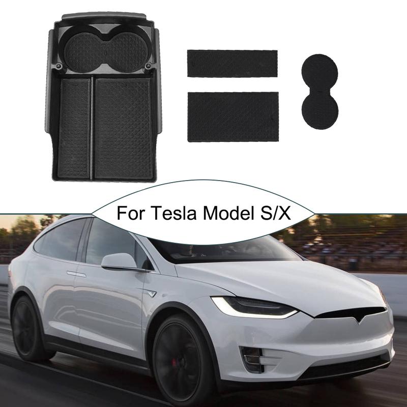 Center Console Storage Organizer with Cup Holder for Tesla For Model S/X ABS Material Fits Left Hand Drive For Models
