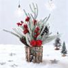 Christmas Artificial Snowy Pine Branches with Vase Faux Pine Cone Berry Arrangement Vintage Faux Cedar Greenery Picks for Home Indoor Fireplace Mantel