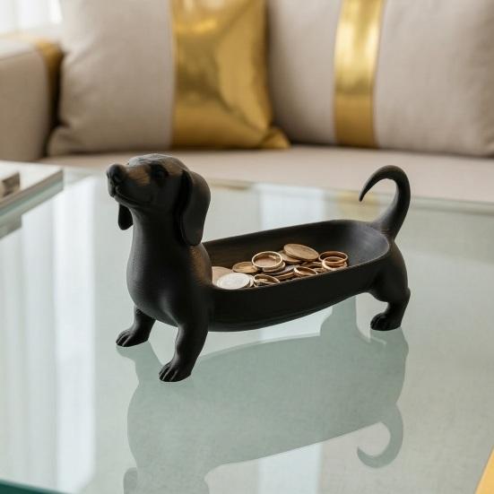 Dackel Geschenk für Hundeliebhaber 3D Gedrucktes Aufbewahrungsfach Schmuck Schlüssel Ohrringe, Kreativer Schreibtisch Schreibtischzubehör Organizer, Tischdekoration Eingangsbereich